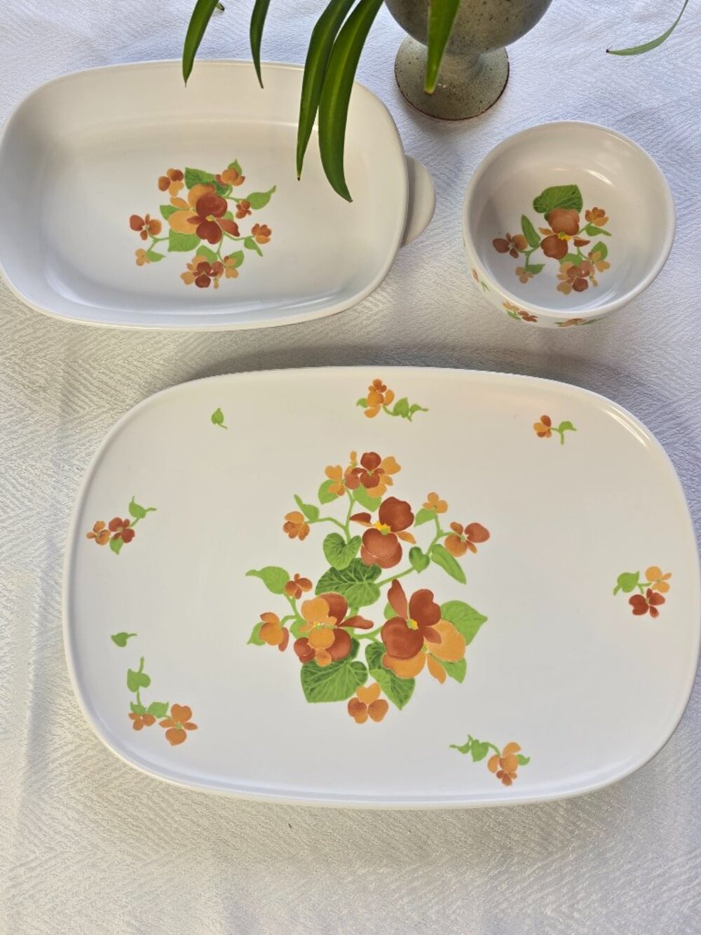 Vintage Floral Serving Dish Set (Japan) Noritake Progression “Happy Days” 9069